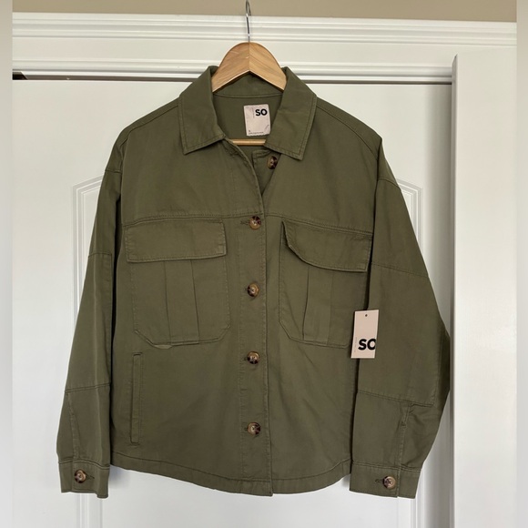 NWT Utility Army Coat, Kohl's Drew Green Cargo, Spring Jacket, Cotton, Olive, S - Picture 2 of 15